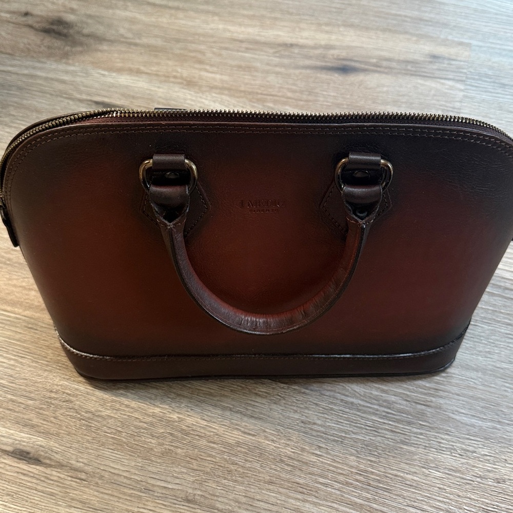 Italian Brown Leather Tote Handbag
